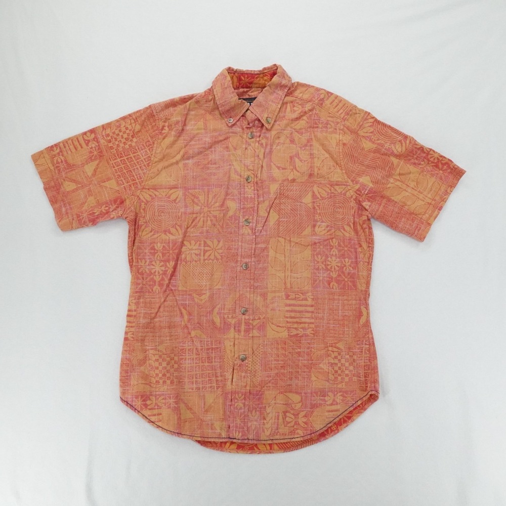 Reyn Spooner Shirt Mens Small‎ Orange Hawaiian Inside Out Aloha  Vacation Resort